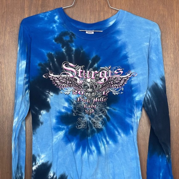 NWT Sturgis Black Hills Rally Tie-Dye Blue Woman’s Tee Size Small - Picture 2 of 7